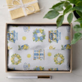 Mediterraan zomer citroenpatroon tissuepapier (Geschenk)