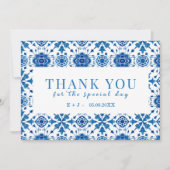 Mediterraan zomer modern blauw "Dank u" Kaart (Voorkant)