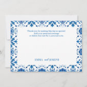 Mediterraan zomer modern blauw "Dank u" Kaart (Achterkant)