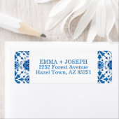 Mediterraan zomermodern tegel trouwadres etiket (Insitu)