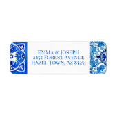 Mediterraan zomermodern tegel trouwadres etiket (Voorkant)