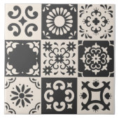 Mediterraan zwart-wit Tegel patroon Tegeltje (Voorkant)