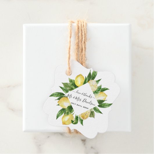 Mediterraans Aquarel Citroen Tropisch Bruiloft Bedankjes Labels (In situ)