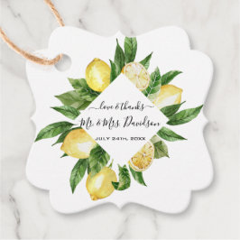 Mediterraans Aquarel Citroen Tropisch Bruiloft Bedankjes Labels