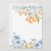 Mediterraans blauw en citroen thee party bruids kaart (Achterkant)