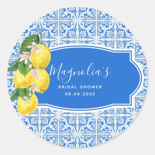 Mediterraans Bruidsfeest met Citroen Ronde Sticker (Voorkant)