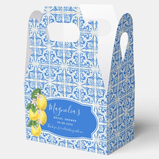 Mediterraans citroen bruidsfeestje bedankdoosjes (Geopend)