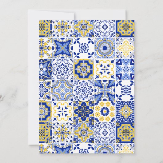 Mediterraans Citroenblauw Tegels Italiaans Verjaar Kaart (Achterkant)