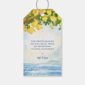 Mediterraans citroenboomgaard bruiloft favor cadeaulabel (Achterkant)