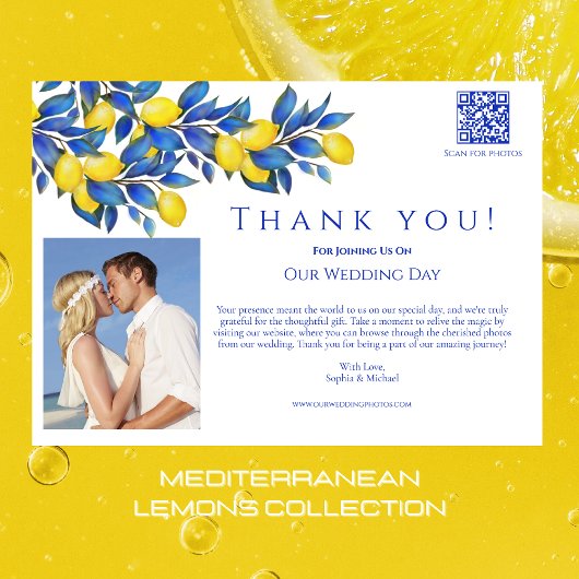 Mediterraans-citroenen-bruiloft foto-dank u- kaart