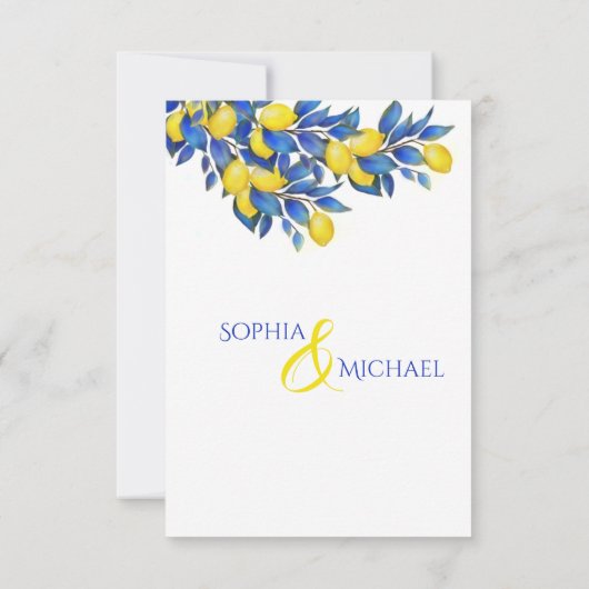 Mediterraans-citroenen bruiloft thema kaart (Achterkant)