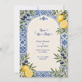 Mediterraans Citrus Olijf Boog Waterverf Bruiloft Kaart
