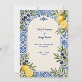 Mediterraans Citrus Olijf Boog Waterverf Trouwen Kaart