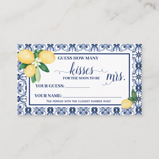 Mediterraans Hoeveel Kisses voor Soon Mrs Game Plaatskaartje (Voorkant)