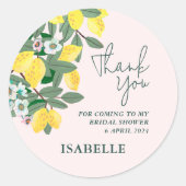 Mediterraans Italiaans citroen roze bruidsdiner Ronde Sticker (Voorkant)