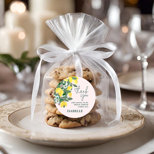 Mediterraans Italiaans Citroen Roze Bruidsfeestje Ronde Sticker