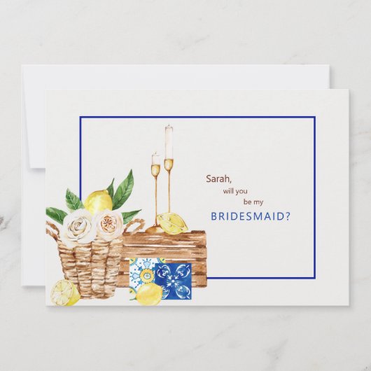 Mediterraans kleurrijk: jij zult mijn bruidsmeisje kaart (Voorkant)
