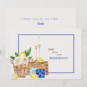 Mediterraans kleurrijk: jij zult mijn bruidsmeisje kaart