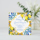 Mediterraans Majolica tegels citroenen verjaardags Kaart (Staand voorkant)