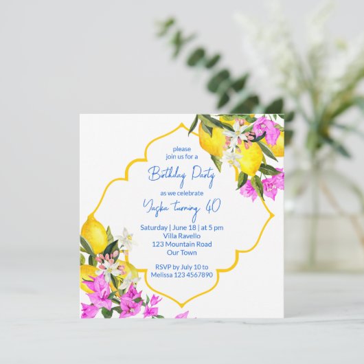 Mediterraans Majolica tegels citroenen verjaardags Kaart (Staand voorkant)