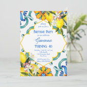 Mediterraans Majolica tegels citroenen verjaardags Kaart (Staand voorkant)