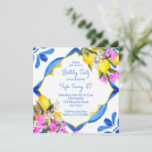 Mediterraans Majolica tegels citroenen verjaardags Kaart (Staand voorkant)