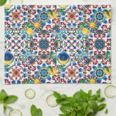 Mediterraans, Marokkaans, mozaïek, citroenkunst Theedoek (Gevouwen)