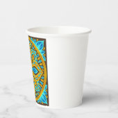 Mediterraans Marokkaans tegelpatroon blauw en goud Papieren Bekers (Links)