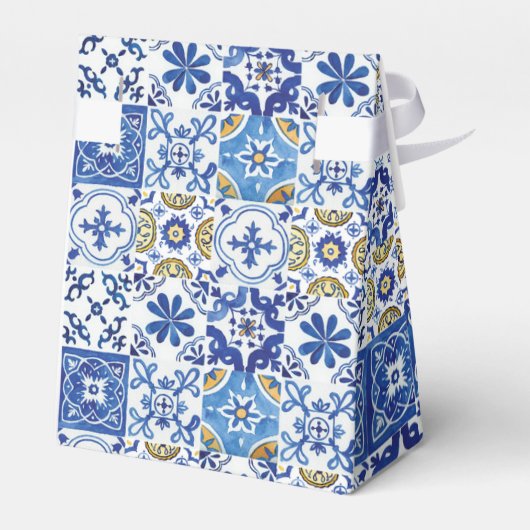 Mediterraans Mozaïek Tegels Bruiloft Baby Verjaard Bedankdoosjes (Achterkant)