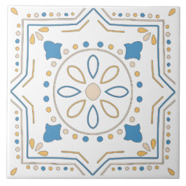 Mediterraans Oranje Blauw Roze Geometrisch Andalou Tegeltje