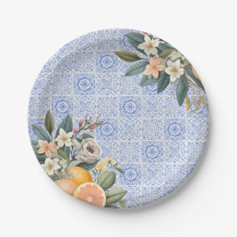 Mediterraans Tegel Bruidsfeest Papieren Bordje