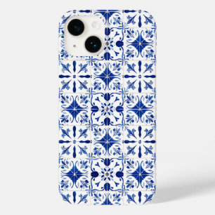 Mediterraans tegelblauw en wit Case-Mate iPhone 14 hoesje