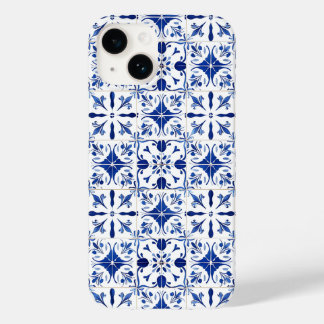 Mediterraans tegelblauw en wit Case-Mate iPhone 14 hoesje