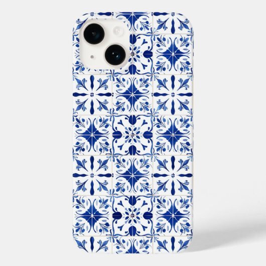 Mediterraans tegelblauw en wit Case-Mate iPhone case (Achterkant)