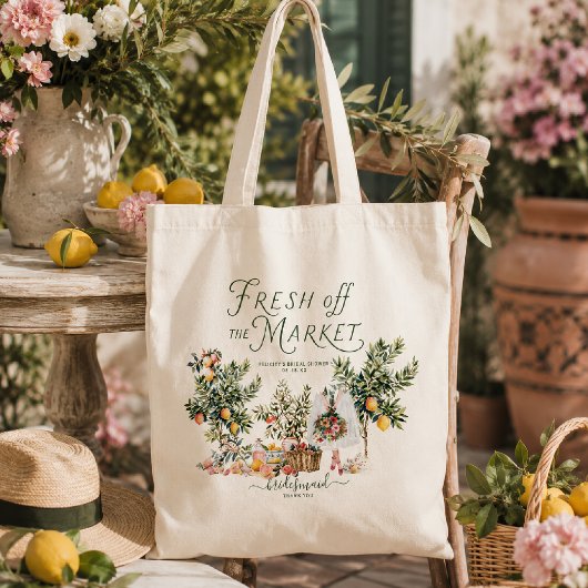 Mediterraans Vers Van De Markt Bruidsfeest Tote Bag