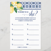 Mediterraans Waar was Bride Shower Game Kaart (Voorkant)