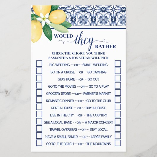 Mediterraans willen ze liever douchen spel Kaart (Voorkant)