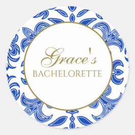 Mediterraans Wit en Blauw Bachelorette Sticker