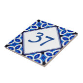 Mediterraans wit en blauw huisnummerbord tegeltje (Zijkant)