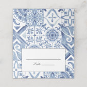 Mediterraanse Blauwe Tegel Place Cards Plaatskaartje (Buitenkant ongevouwen)