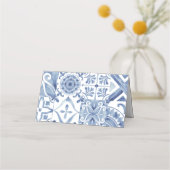 Mediterraanse Blauwe Tegel Place Cards Plaatskaartje (Achterkant)