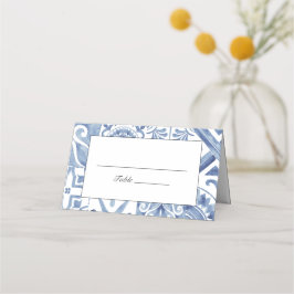 Mediterraanse Blauwe Tegel Place Cards Plaatskaartje