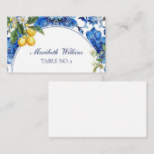 Mediterraanse Blauwe Tegels Citroen Citroen Plaatskaartje (Voorkant / Achterkant)