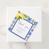 Mediterraanse Blauwe Tegels Citroenen Bruidsdiner Bedankjes Labels (In situ)