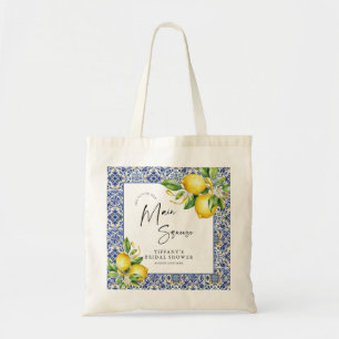 Mediterraanse Blauwe Tegels Citroenen Bruidsdiner Tote Bag