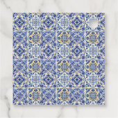 Mediterraanse Blauwe Tegels Citroenen Bruidsmeisje Bedankjes Labels (Achterkant)