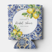 Mediterraanse Blauwe Tegels Citroenen Bruidsmeisje Blikjeskoeler (Achterkant)