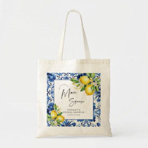 Mediterraanse Blauwe Tegels Citroenen Bruidsmeisje Tote Bag