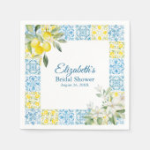 Mediterraanse Blauwe Tegels en Citroenen Bruidsbor Servet (Voorkant)