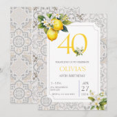 Mediterraanse citroen 40th Any Age Verjaardag Kaart (Voorkant / Achterkant)